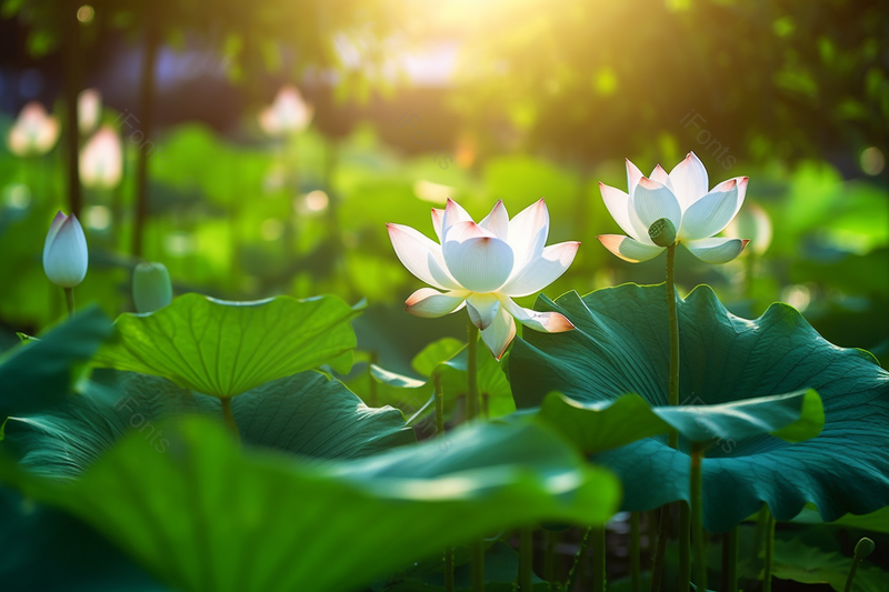 节气公园夕阳荷花节气壁纸,高清,摄影图,摄影图片,图片大全,摄影图免费下载